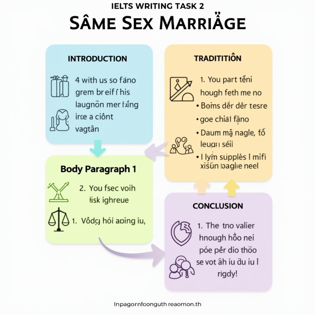 Cấu trúc bài luận IELTS Writing Task 2 về hôn nhân đồng giới đạt band điểm cao với phân đoạn rõ ràng
