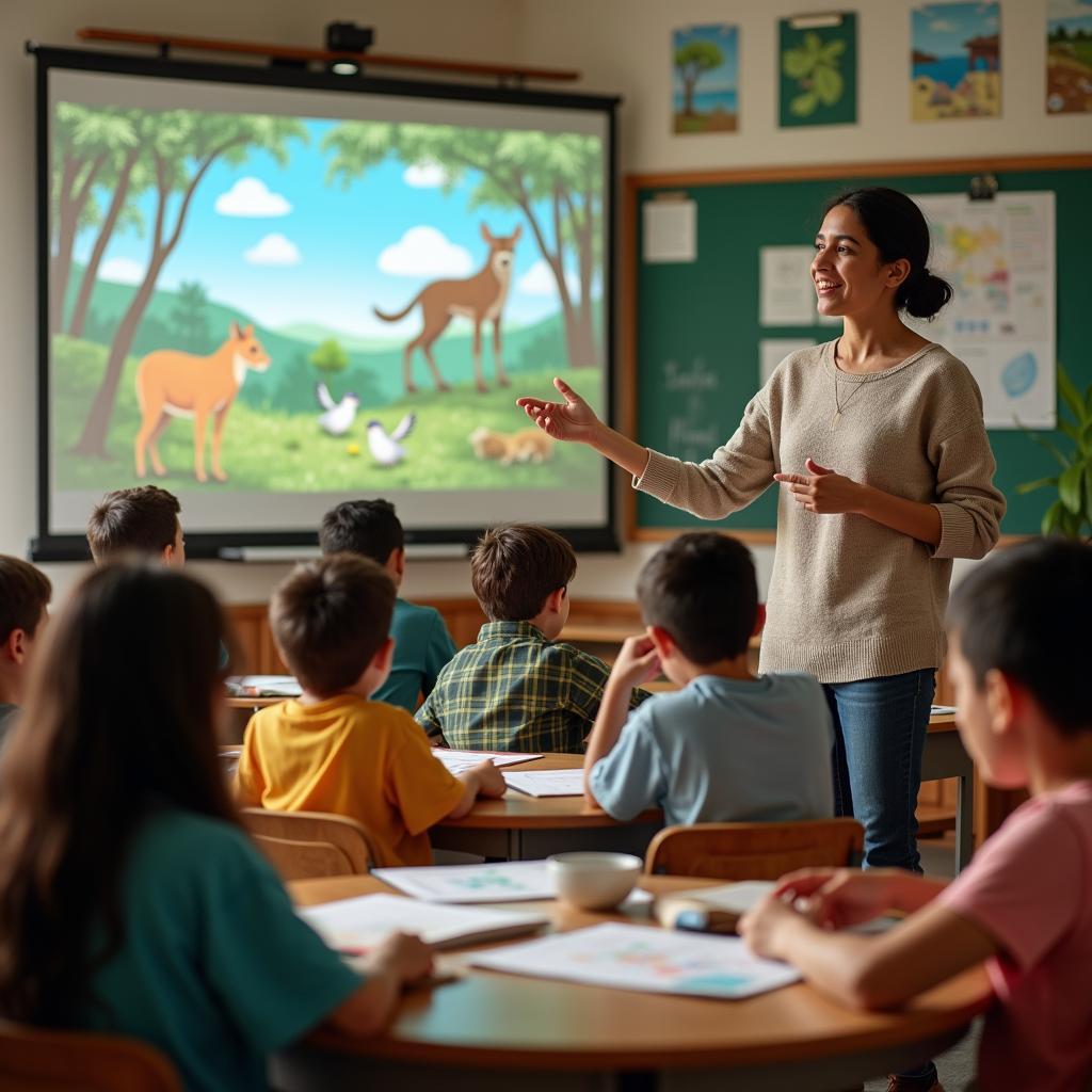 Giáo viên sử dụng kỹ thuật kể chuyện môi trường để giáo dục học sinh về bảo vệ thiên nhiên