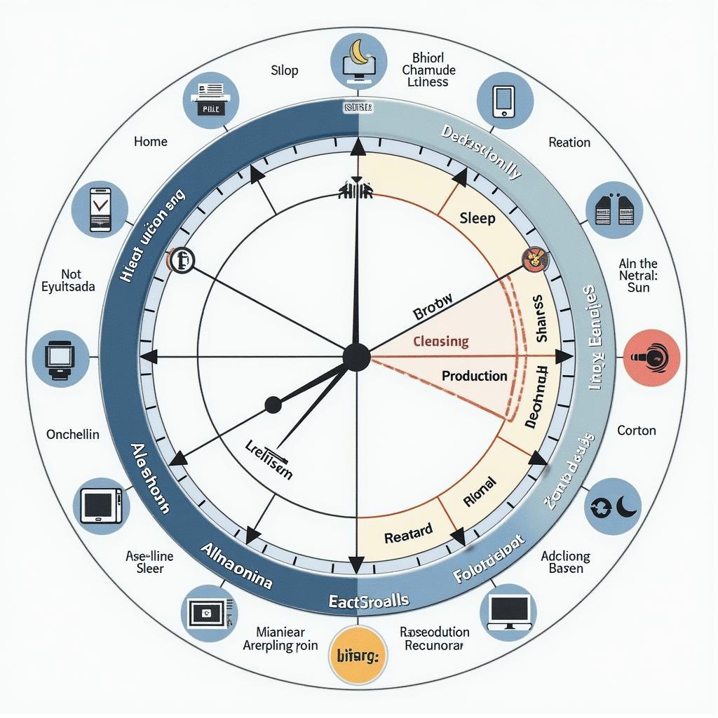 Minh họa chu kỳ sinh học 24 giờ và ảnh hưởng của ánh sáng đến giấc ngủ con người trong IELTS Reading