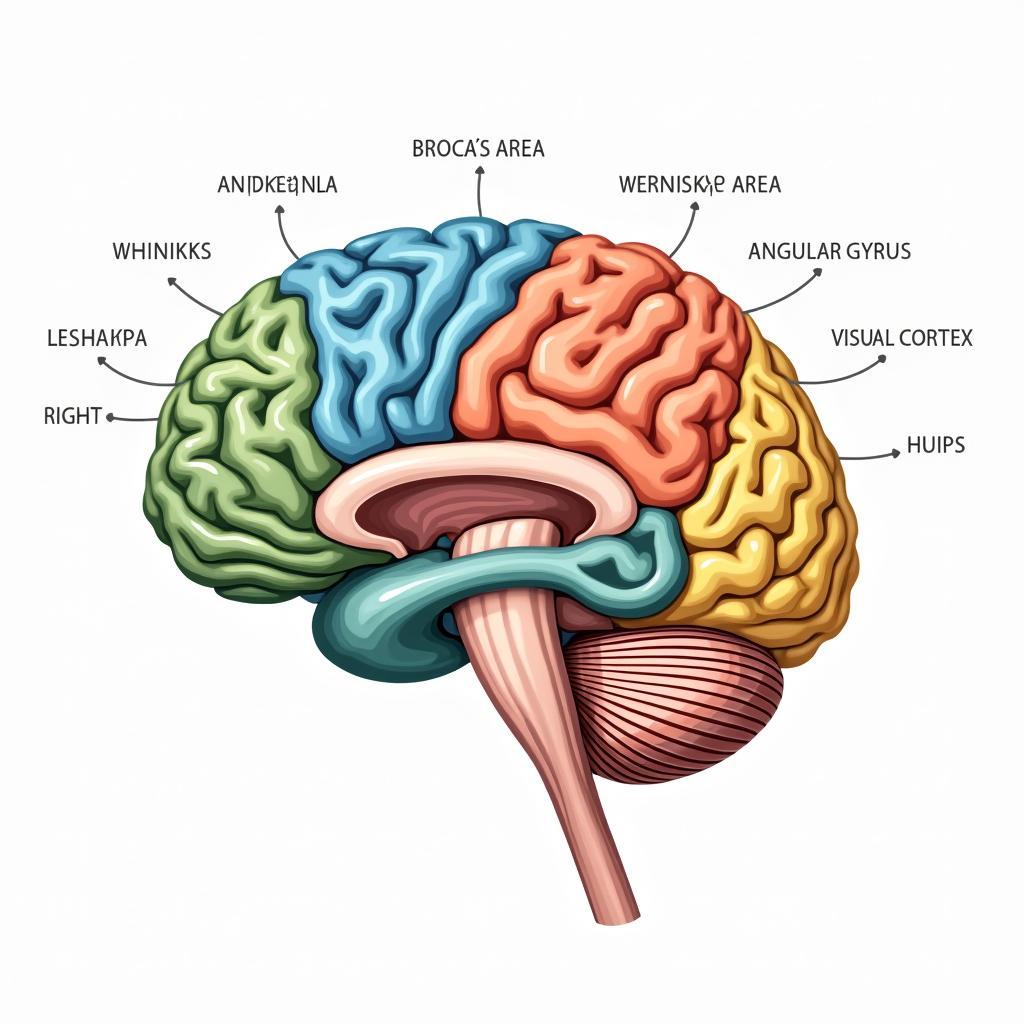 Biểu đồ não bộ hiển thị các vùng được kích hoạt khi học ngôn ngữ qua hình ảnh