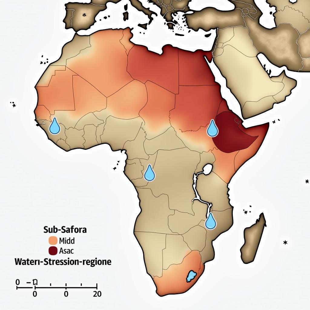 Bản đồ thế giới thể hiện các khu vực khan hiếm nước nghiêm trọng do biến đổi khí hậu gây ra