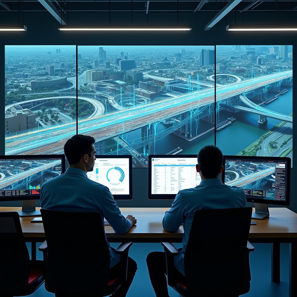 Trung tâm kiểm soát AI dự báo bảo trì cơ sở hạ tầng với công nghệ học máy và phân tích dữ liệu
