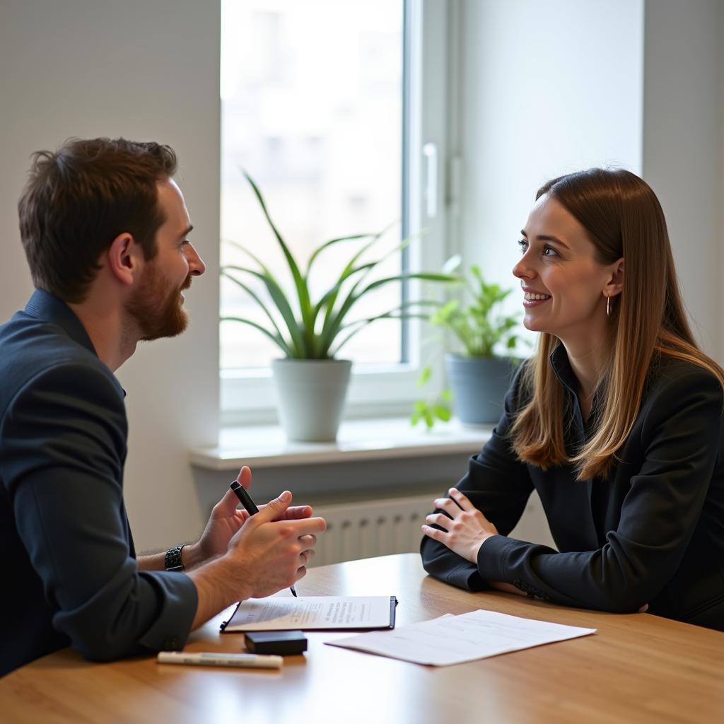 Examiner và thí sinh trong phần thi IELTS Speaking Part 3 thảo luận về vấn đề bảo tồn di sản kiến trúc