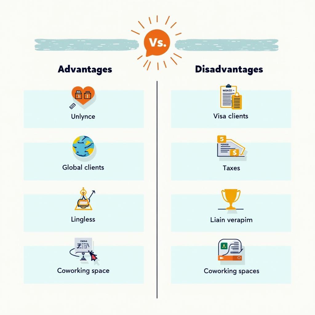 Sơ đồ lợi ích và bất lợi lối sống digital nomad trong IELTS Task 2