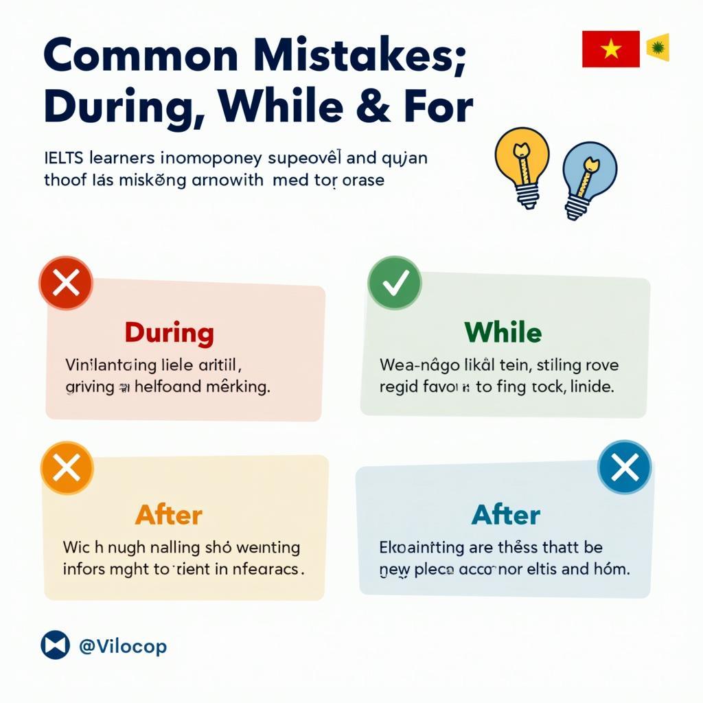 Infographic lỗi thường gặp During While For của học viên IELTS Việt Nam với cách sửa chi tiết