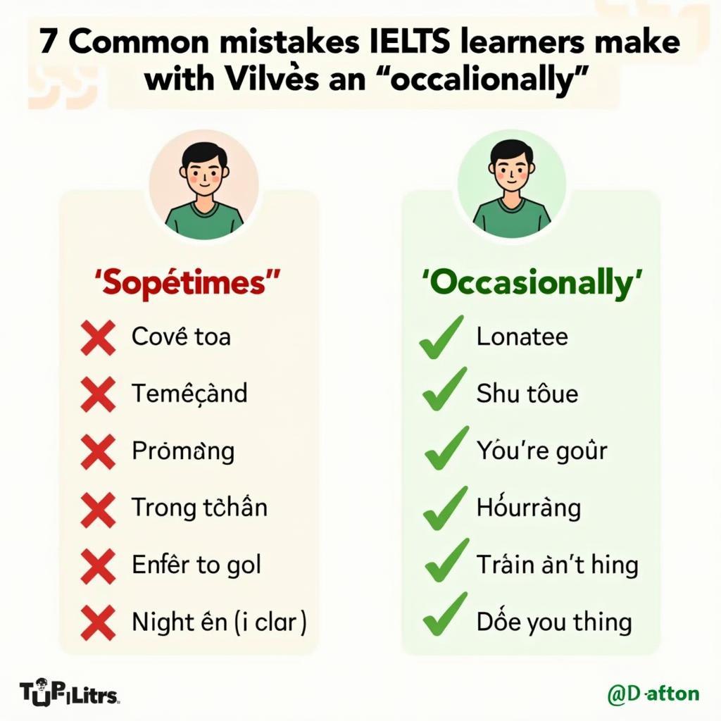 Infographic các lỗi sai thường gặp khi dùng sometimes và occasionally của học viên IELTS Việt Nam
