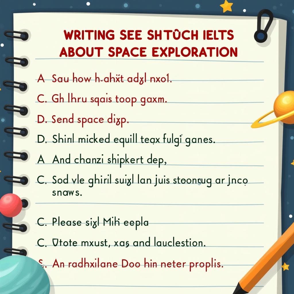 Hình minh họa các lỗi ngữ pháp và từ vựng phổ biến trong bài viết IELTS về không gian vũ trụ