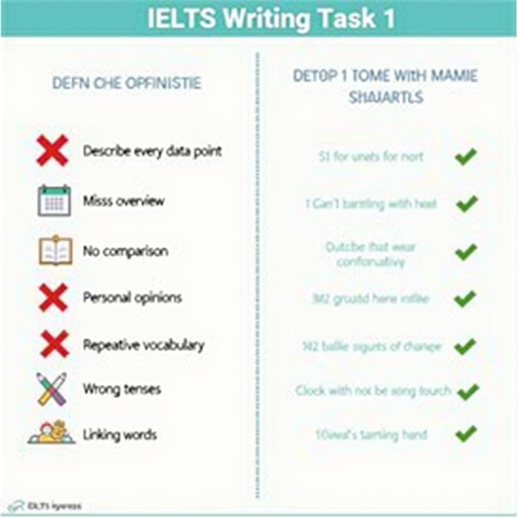 Infographic minh họa 7 lỗi sai phổ biến nhất của thí sinh Việt Nam trong IELTS Writing Task 1 và cách khắc phục