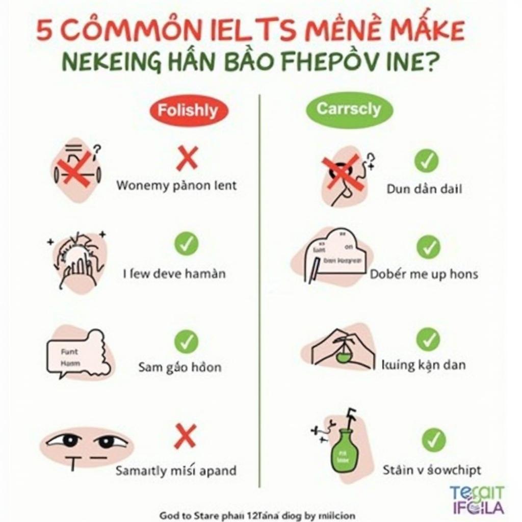 Infographic về 5 lỗi thường gặp khi sử dụng foolishly và unwisely trong IELTS của học viên Việt Nam