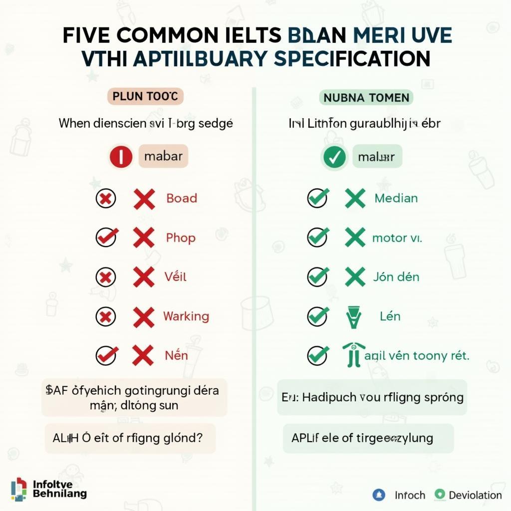 Infographic các lỗi phổ biến khi sử dụng Particularly Specification trong IELTS