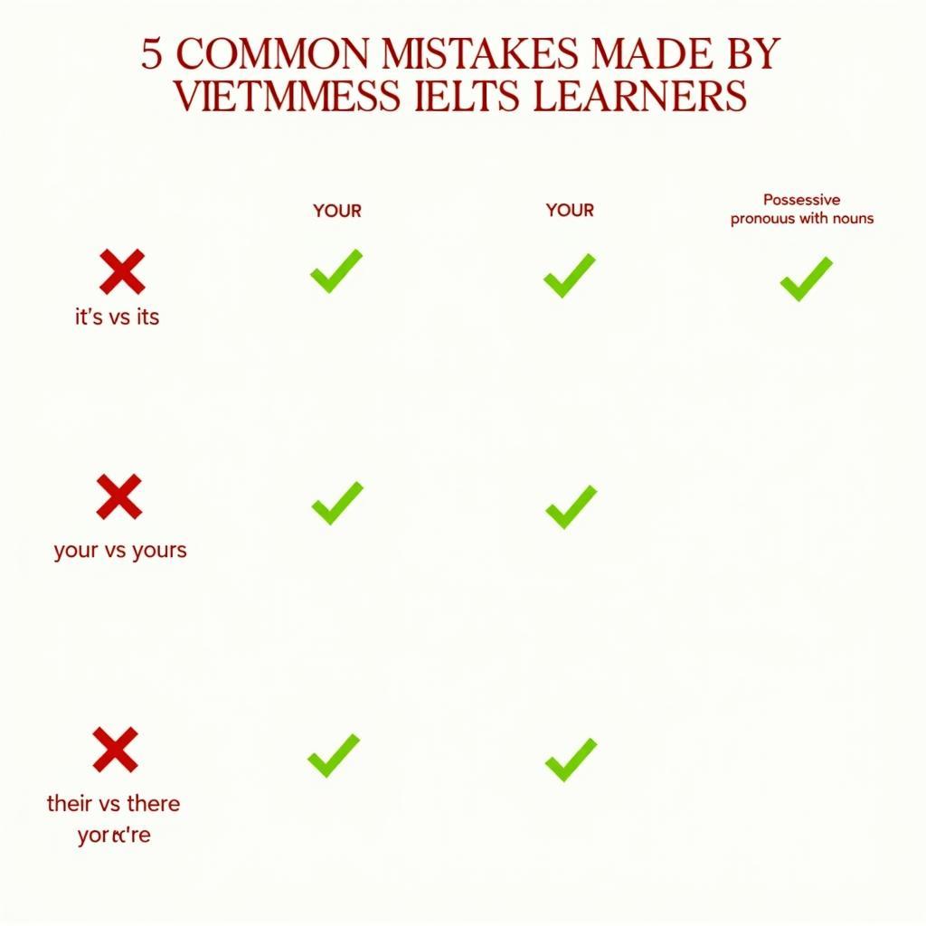 Những lỗi sai phổ biến nhất về Possessive Adjectives và Pronouns mà học viên Việt Nam thường mắc phải trong IELTS