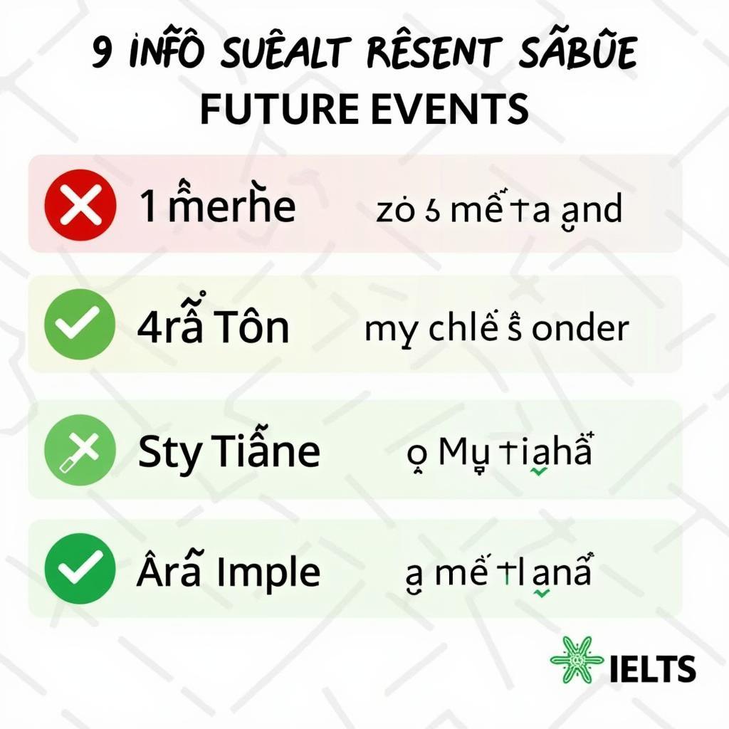 Infographic tổng hợp 5 lỗi sai phổ biến khi sử dụng Present Simple for Future Events của học viên Việt Nam