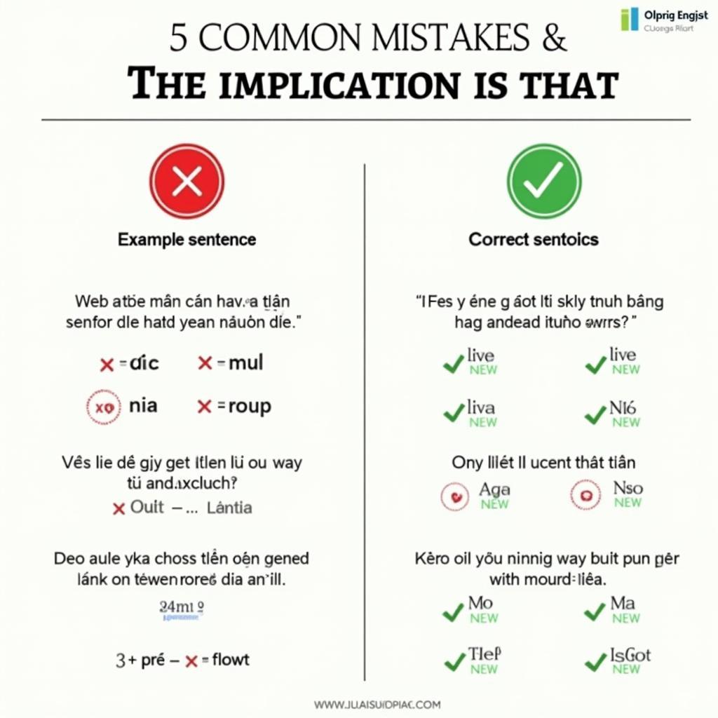 Infographic các lỗi thường gặp khi sử dụng The Implication Is That trong IELTS