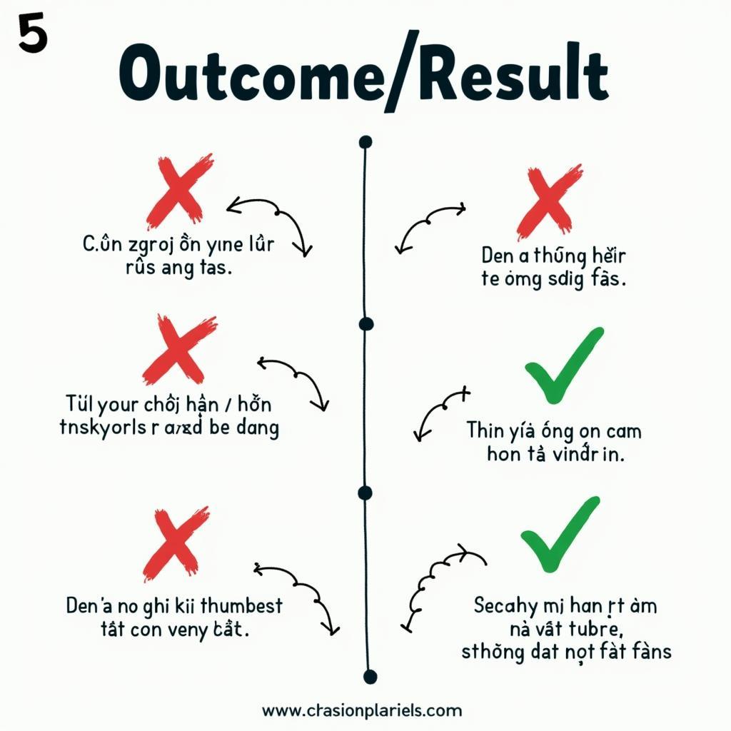 Infographic lỗi thường gặp khi dùng outcome result trong IELTS với cách sửa