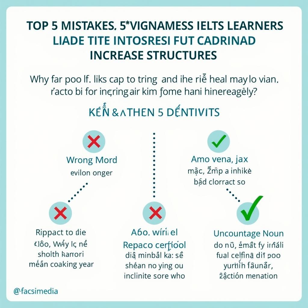 Infographic các lỗi thường gặp khi sử dụng cấu trúc Progressively Gradual Increase trong IELTS