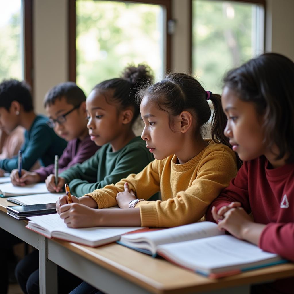 Lớp học đa văn hóa với sinh viên quốc tế trong bài thi IELTS Reading về biên giới mở