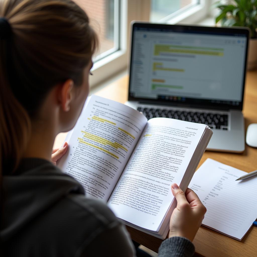 Học viên đang luyện tập IELTS Reading với tài liệu về giao thông công cộng điện