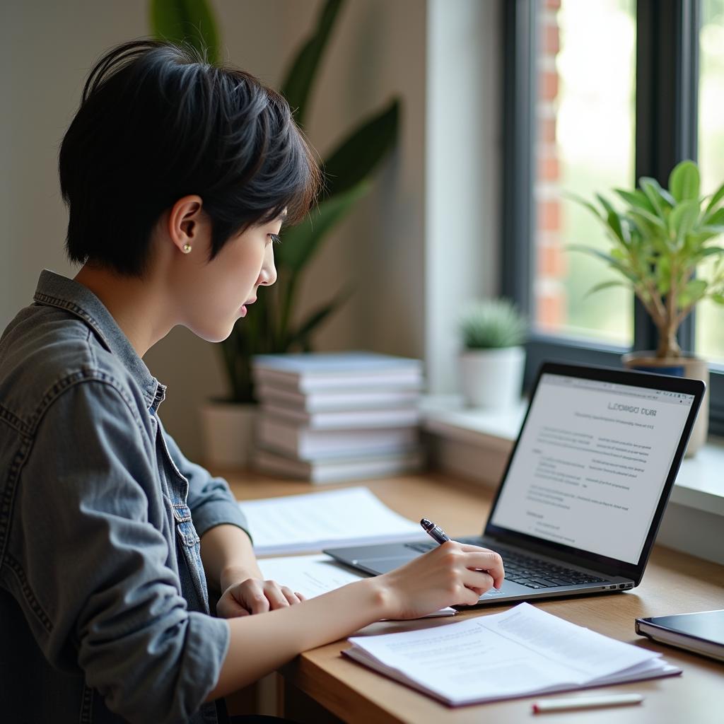 Học viên đang luyện tập IELTS Reading với chủ đề tự động hóa cải thiện chất lượng sản phẩm