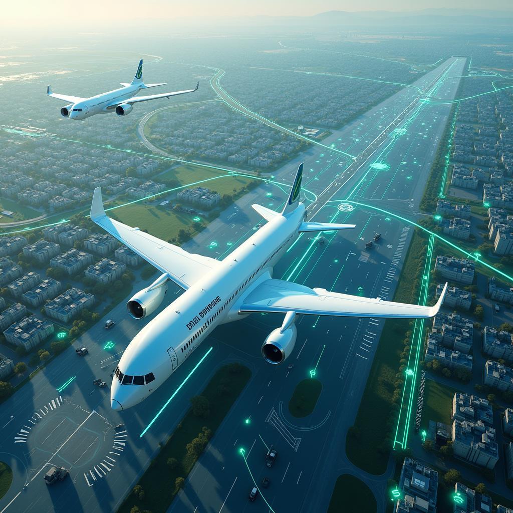 Mạng lưới kết nối giao thông hàng không điện tương lai với máy bay điện kết nối các thành phố