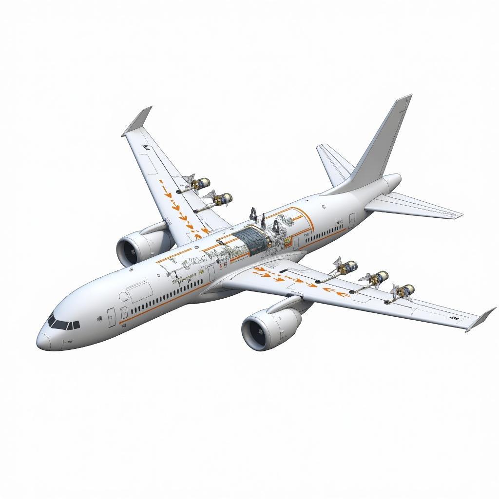 Sơ đồ hệ thống phân tán động cơ điện trên máy bay điện hiện đại với công nghệ hiệu suất cao