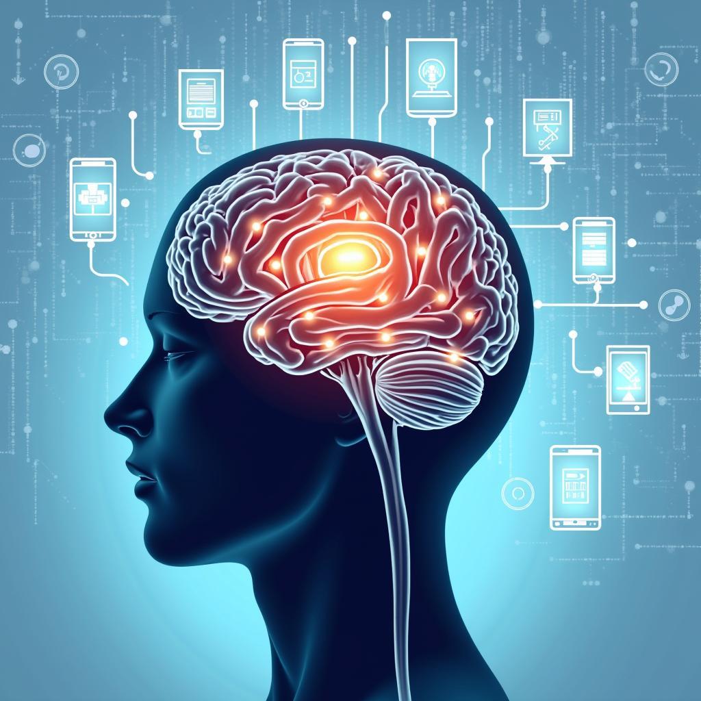 Mô hình não bộ minh họa các vùng hoạt động trong quá trình học trực tuyến và tập trung