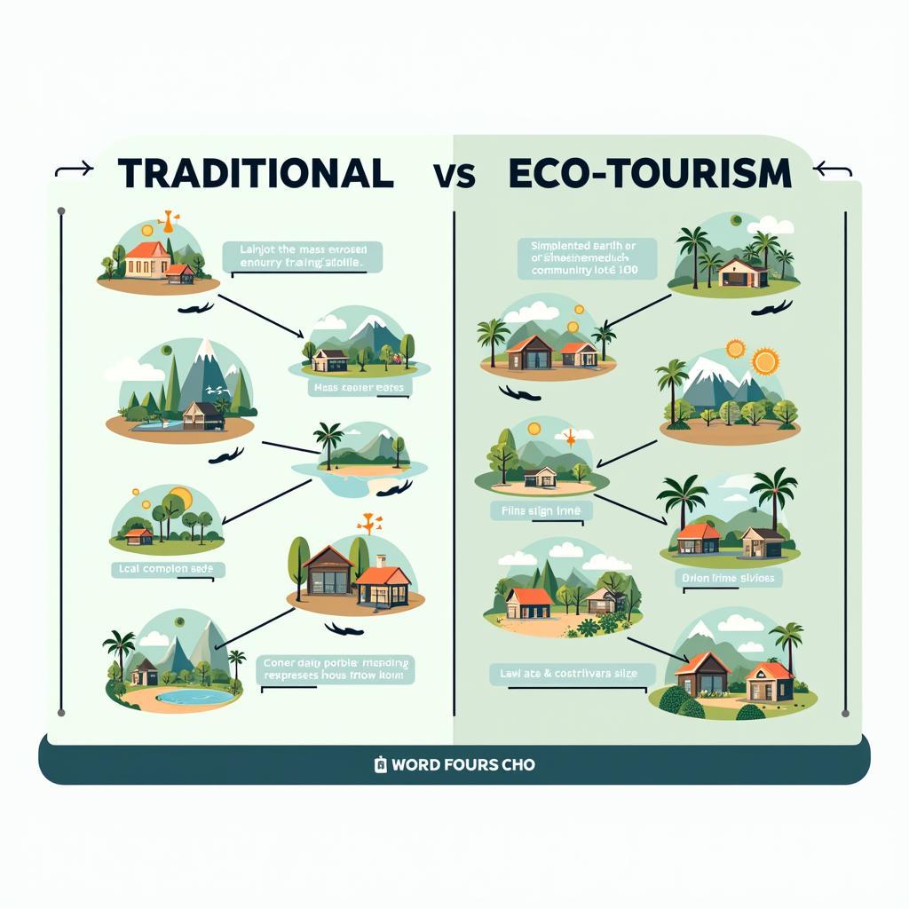 Mô hình so sánh sự phát triển giữa du lịch truyền thống và du lịch sinh thái bền vững