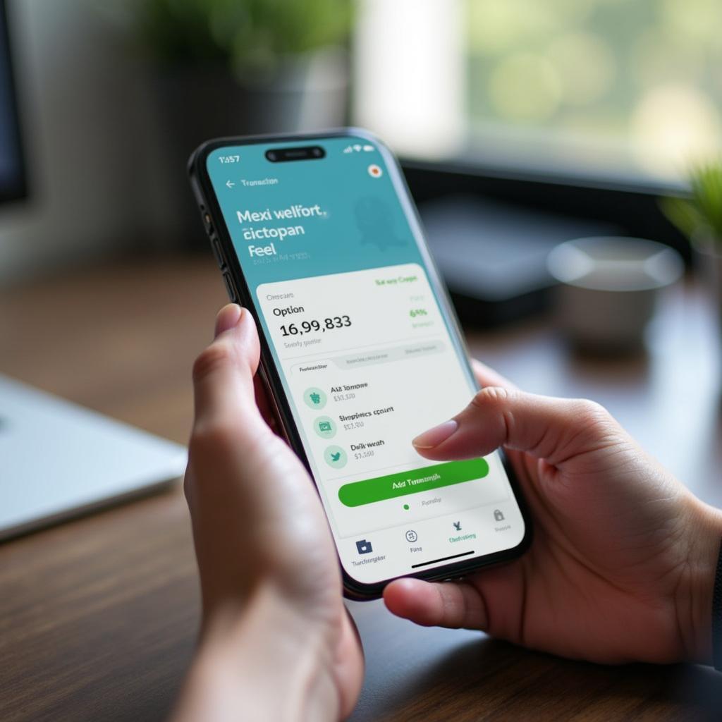 Người dùng thực hiện giao dịch ngân hàng trên ứng dụng di động smartphone với giao diện thân thiện
