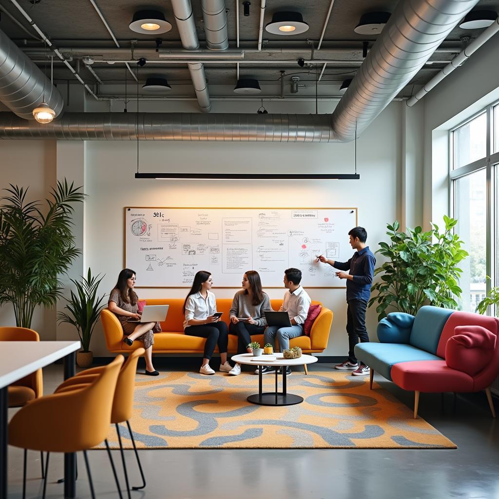 Không gian làm việc hiện đại được thiết kế để khuyến khích sự sáng tạo và hợp tác