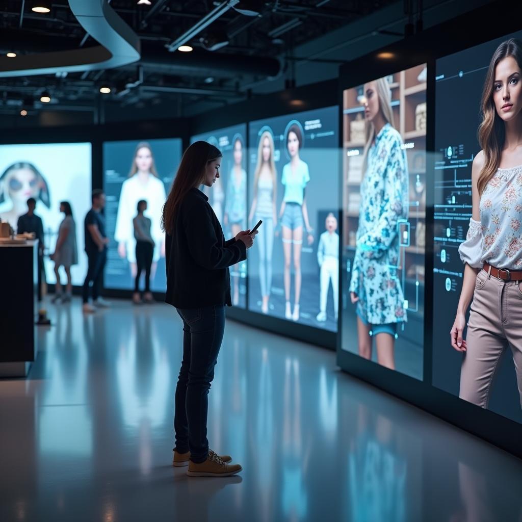 Hình ảnh tương lai của mua sắm kết hợp trực tuyến và trải nghiệm thực tế tại cửa hàng