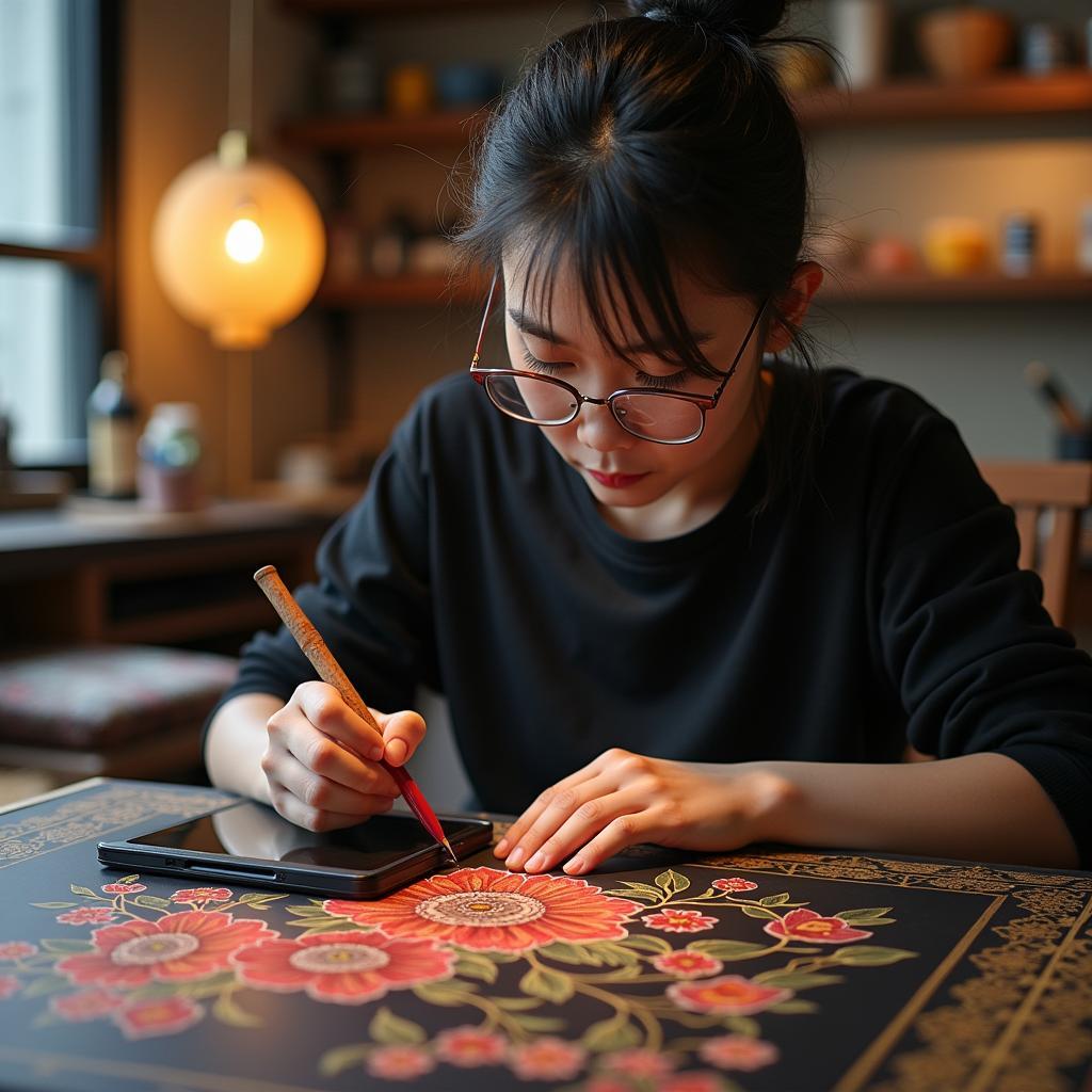 Nghệ sĩ trẻ Việt Nam đang kết hợp kỹ thuật sơn mài truyền thống với công nghệ số hiện đại