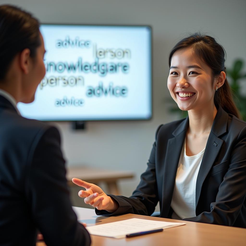 Thí sinh IELTS Speaking đang trả lời câu hỏi Part 1 về người có kiến thức