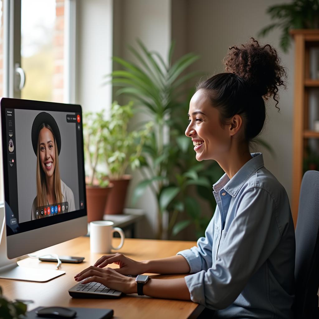 Nhân viên làm việc từ xa với công nghệ hiện đại thể hiện sự linh hoạt và cân bằng công việc