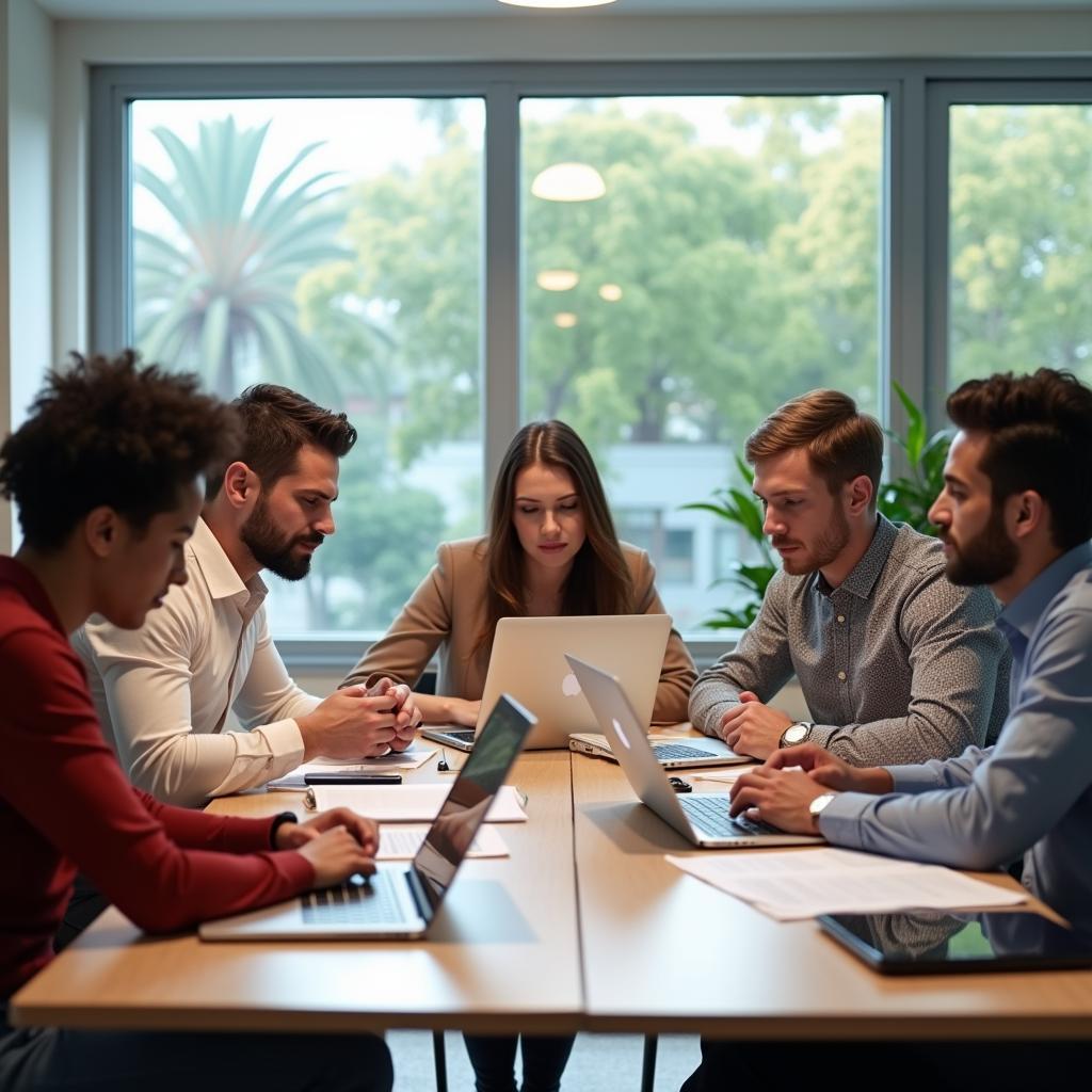 Nhóm đa văn hóa làm việc cùng nhau trong dự án quốc tế thể hiện sự khác biệt trong cách tiếp cận teamwork