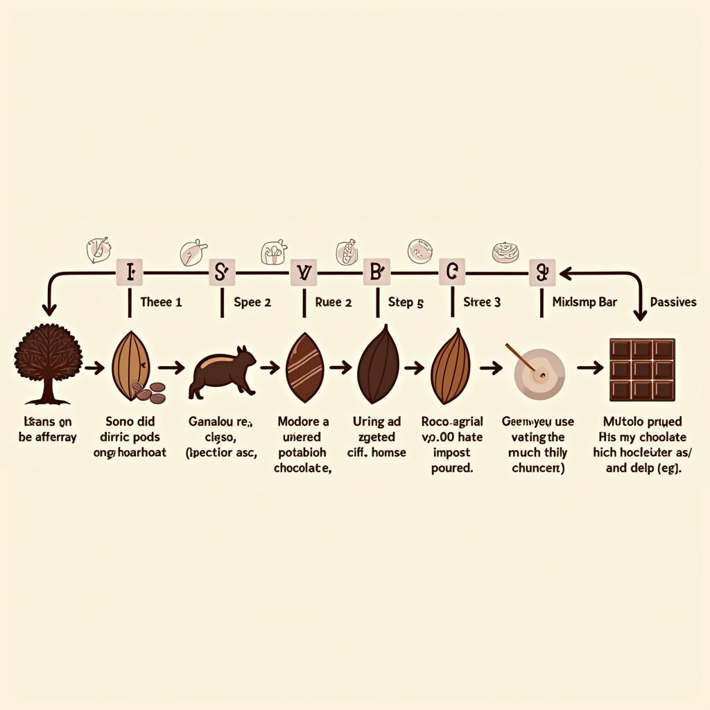 Ví dụ mô tả quy trình sản xuất chocolate sử dụng Passive Voice Present Simple trong IELTS Writing Task 1