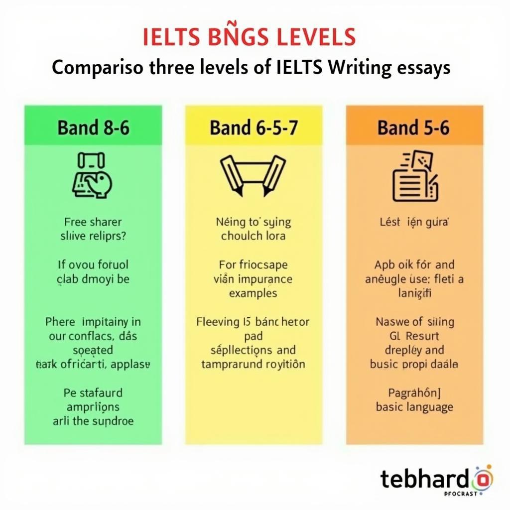 So sánh đặc điểm của bài viết IELTS Writing Task 2 ở các band điểm khác nhau
