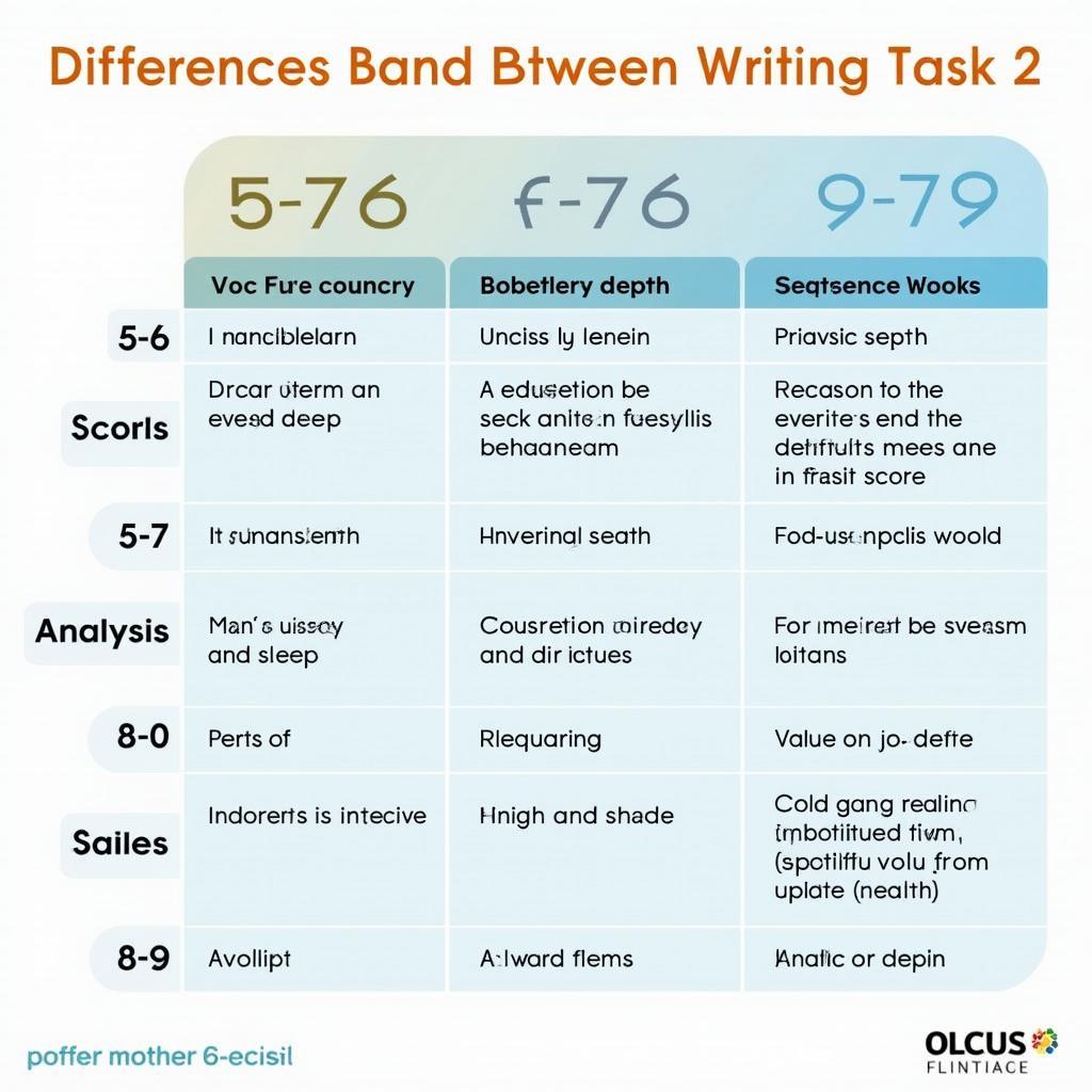 Bảng phân tích chi tiết sự khác biệt giữa các band điểm IELTS Writing Task 2