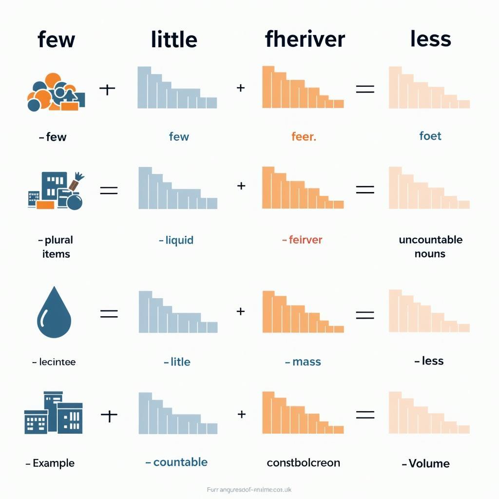 Phân biệt Few Little Fewer Less trong IELTS với bảng so sánh chi tiết và ví dụ thực tế
