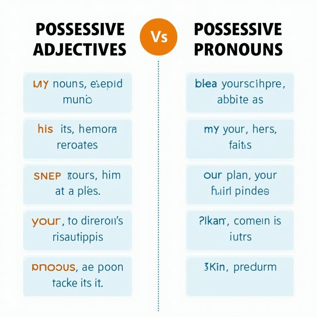 Bảng so sánh chi tiết giữa Possessive Pronouns và Possessive Adjectives trong ngữ pháp tiếng Anh IELTS