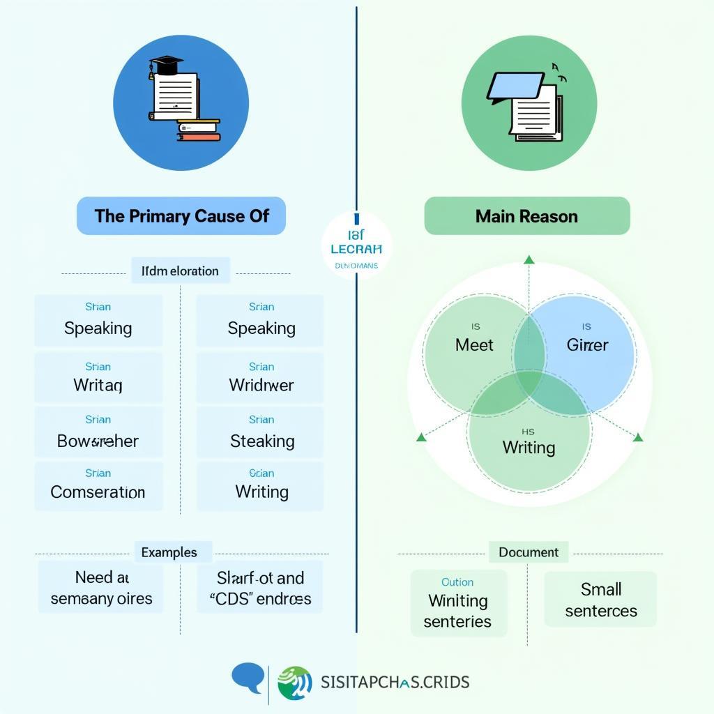 Sơ đồ phân biệt cách dùng The Primary Cause Of và Main Reason trong IELTS Writing và Speaking