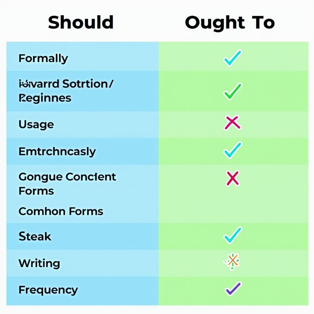 Bảng so sánh chi tiết sự khác biệt giữa Should và Ought To trong ngữ pháp tiếng Anh IELTS