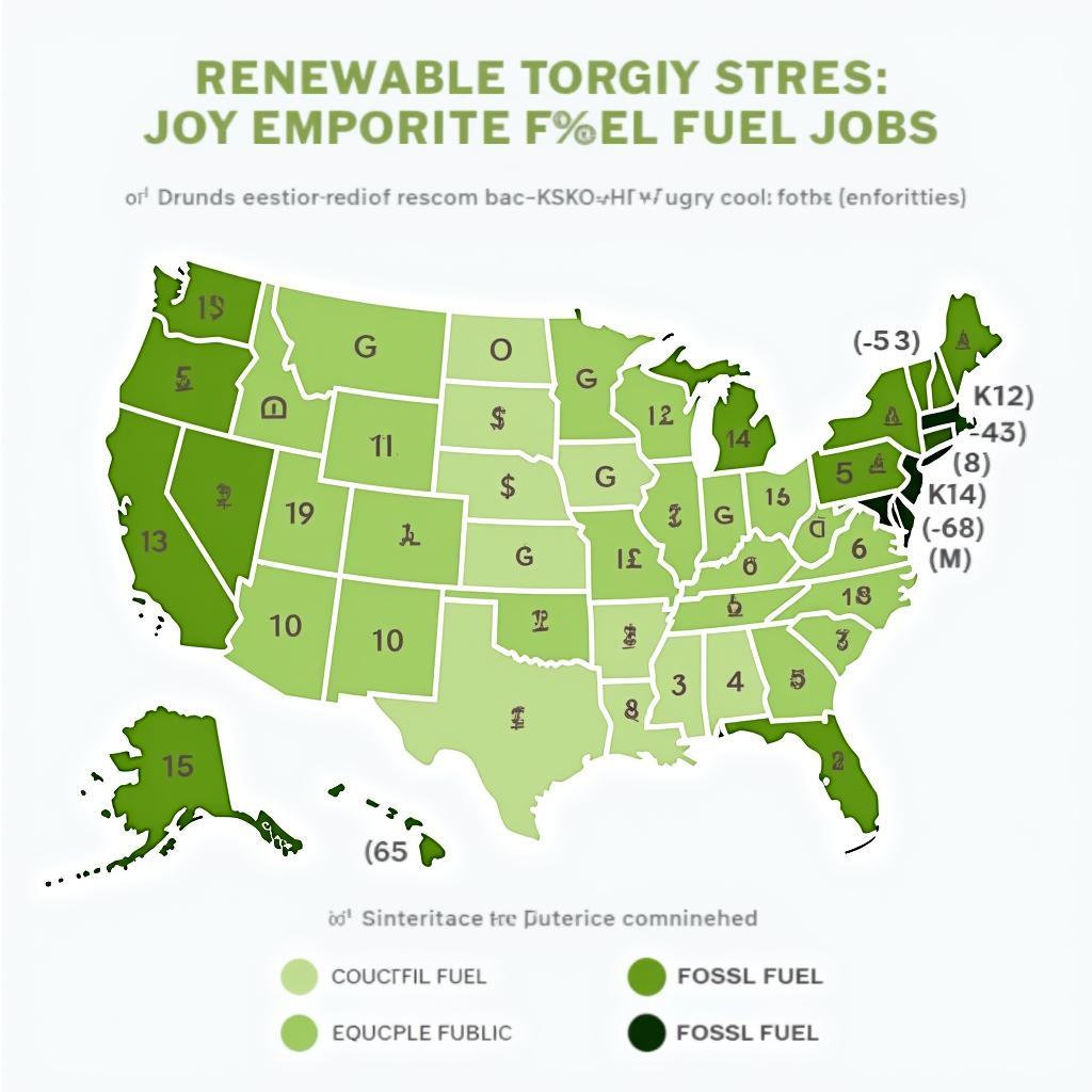 Bản đồ phân bố địa lý việc làm trong ngành năng lượng tái tạo so với nhiên liệu hóa thạch