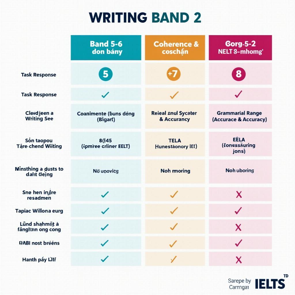 Bảng phân tích chi tiết các tiêu chí chấm điểm IELTS Writing Task 2 từ Band 5 đến Band 9