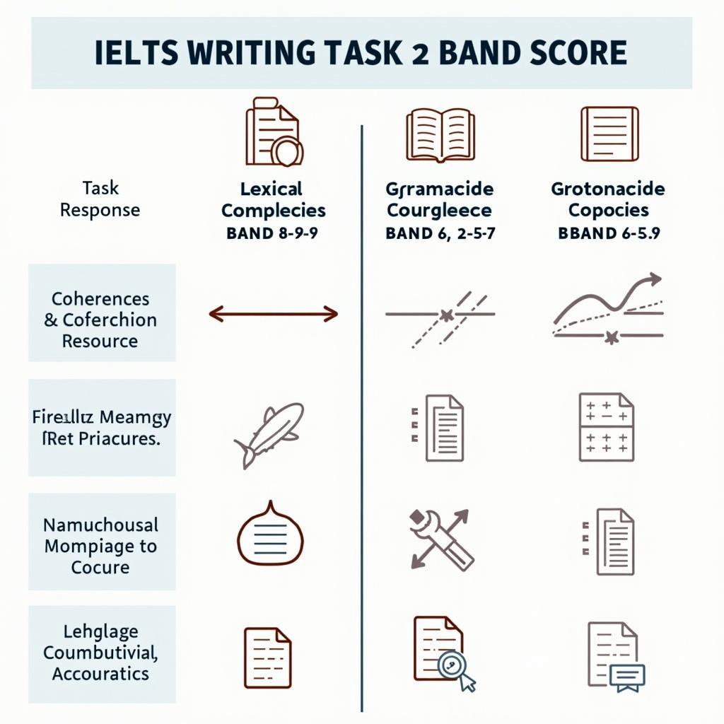 Infographic so sánh chi tiết các tiêu chí chấm điểm IELTS Writing Task 2 giữa bài mẫu Band 8-9 và Band 6.5-7 về chủ đề lập ngân sách kỳ nghỉ