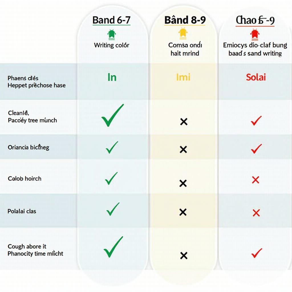 So sánh các tiêu chí chấm điểm giữa bài viết Band 6.5-7 và Band 8-9 trong IELTS Writing