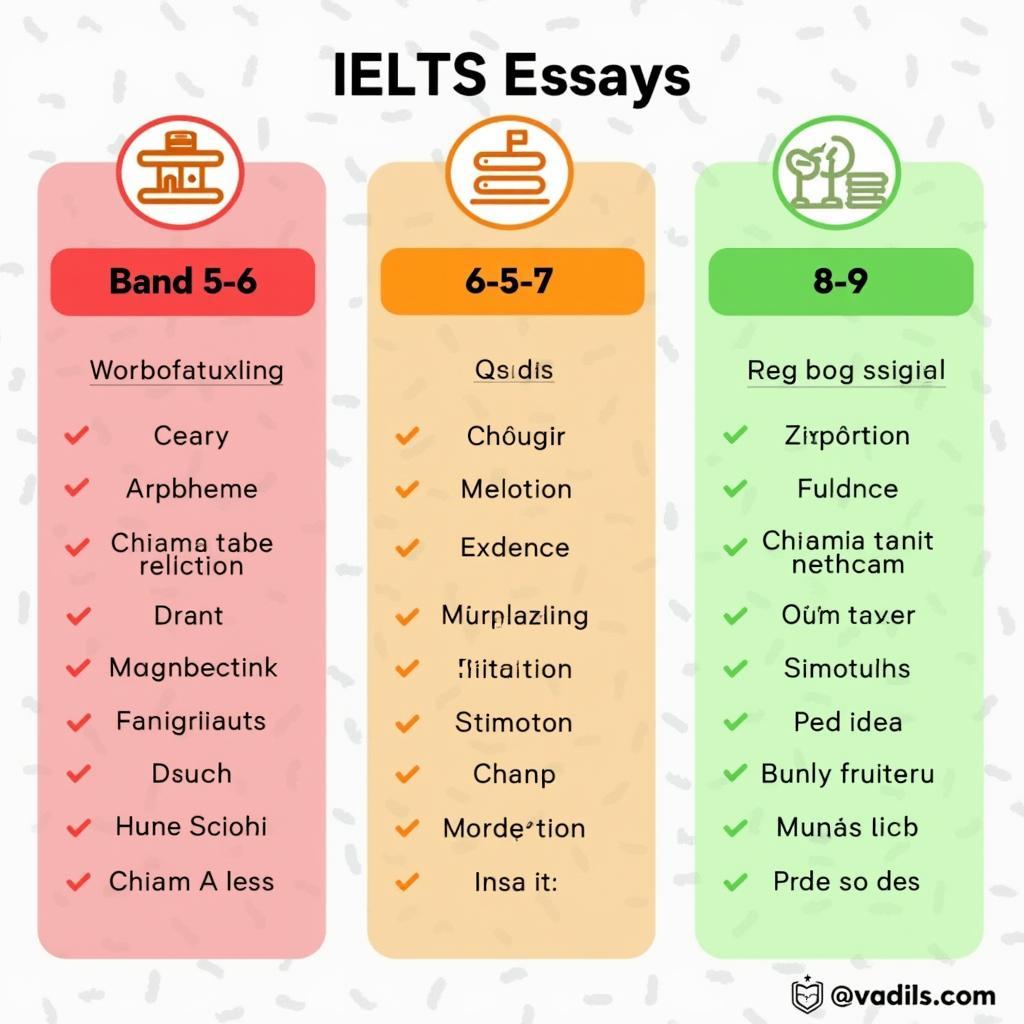 So sánh cấu trúc và nội dung bài viết IELTS Writing Task 2 các band điểm khác nhau