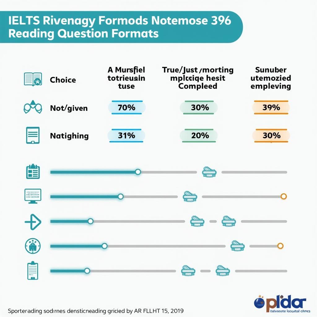 Biểu đồ phân tích các dạng câu hỏi IELTS Reading phổ biến với tỷ lệ xuất hiện