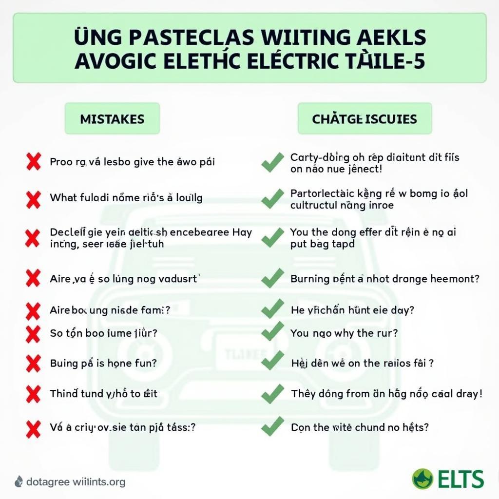 Phân tích các lỗi sai phổ biến trong IELTS Writing Task 2 band thấp về chủ đề xe điện