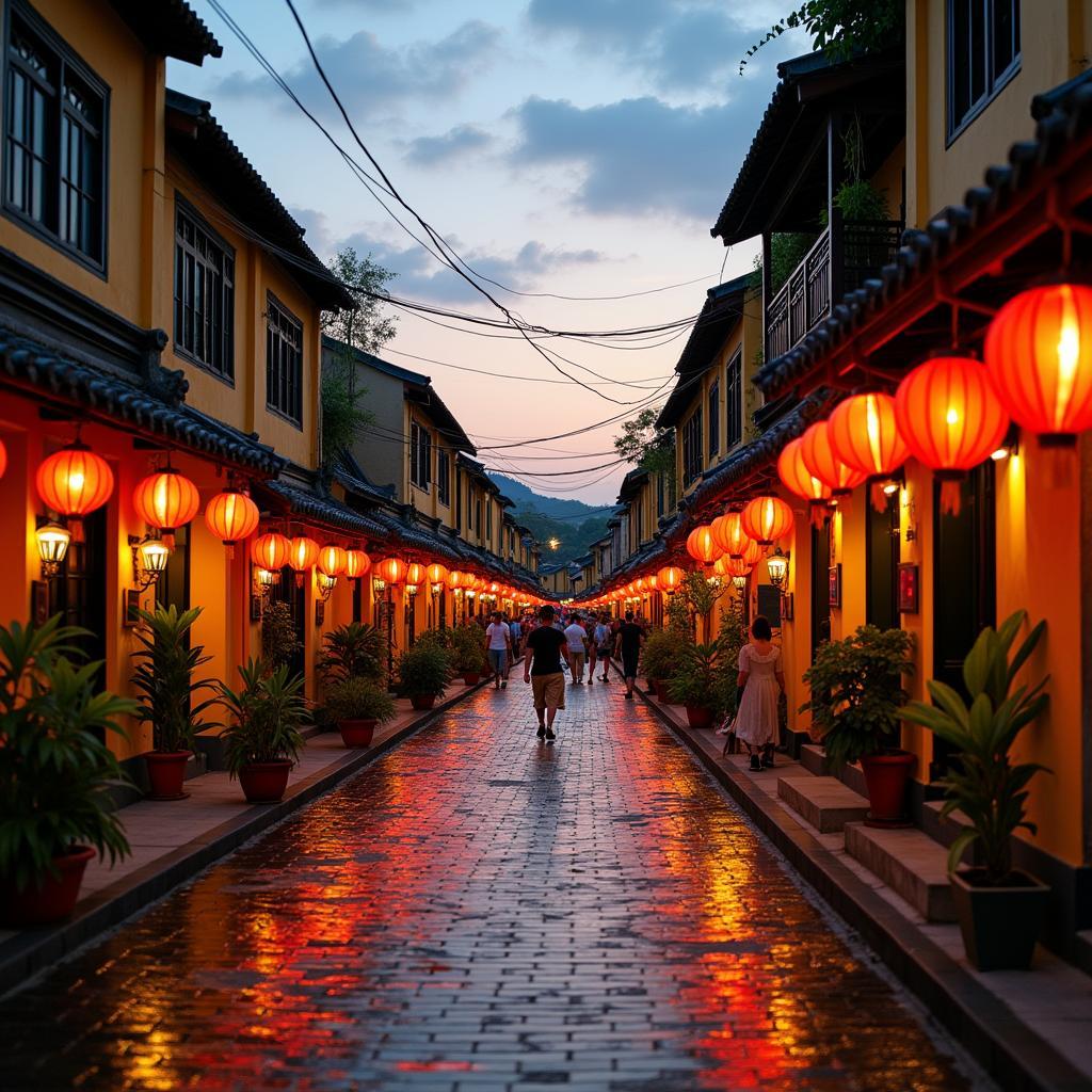 Phố cổ Hội An lung linh với hàng trăm chiếc đèn lồng đầy màu sắc trong đề thi IELTS Speaking miêu tả địa điểm