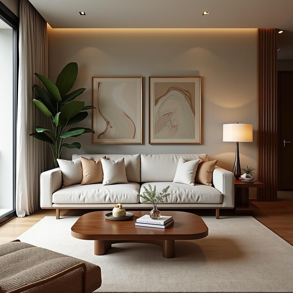 Phòng khách kết hợp nội thất truyền thống và hiện đại Việt Nam IELTS