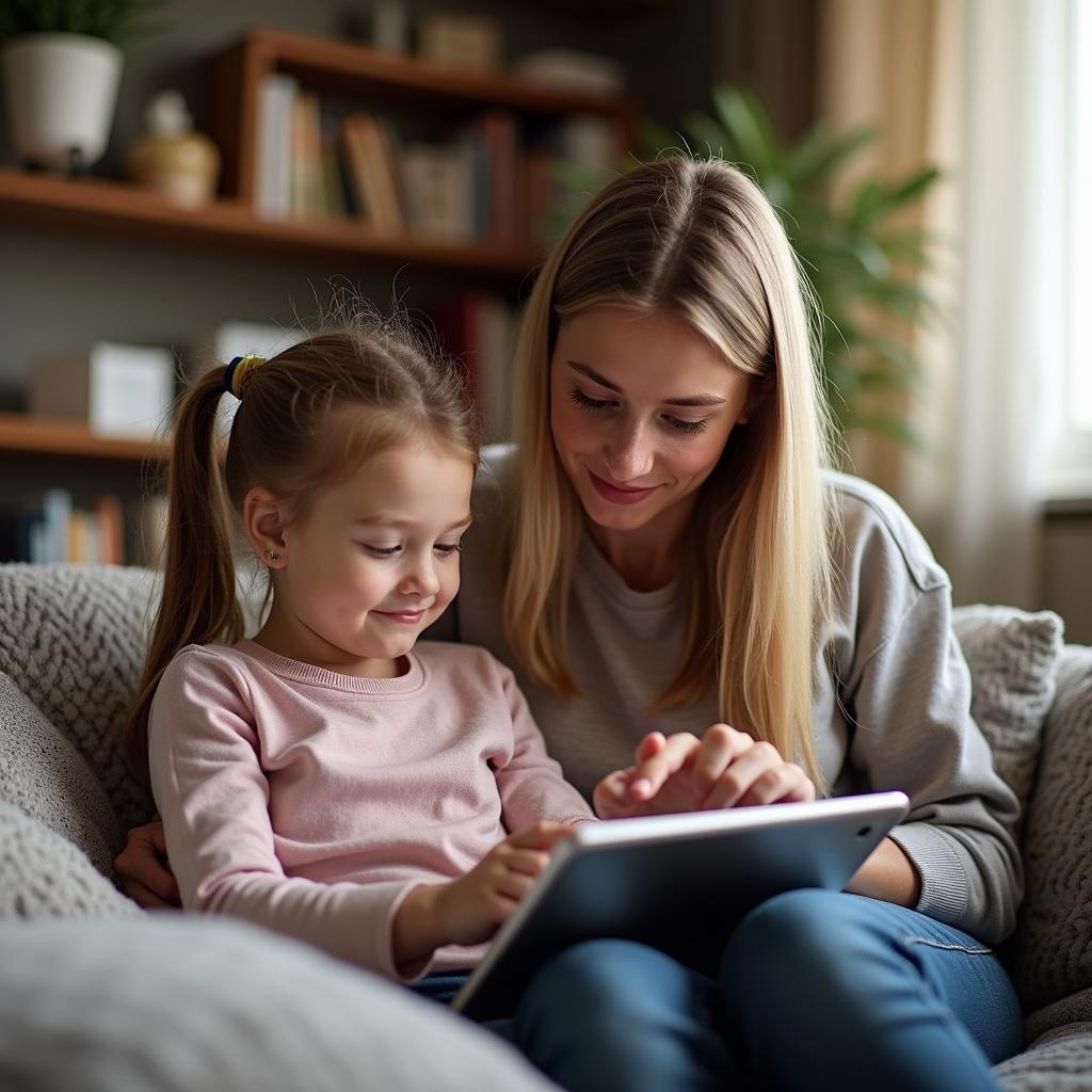 Phụ huynh giám sát và hướng dẫn con sử dụng thiết bị công nghệ